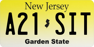 NJ license plate A21SIT