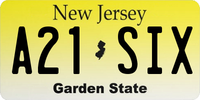 NJ license plate A21SIX