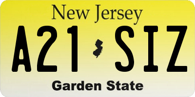 NJ license plate A21SIZ