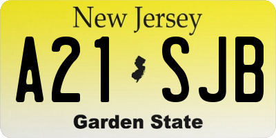 NJ license plate A21SJB