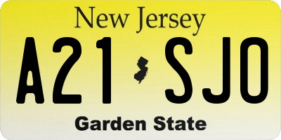 NJ license plate A21SJO