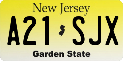 NJ license plate A21SJX