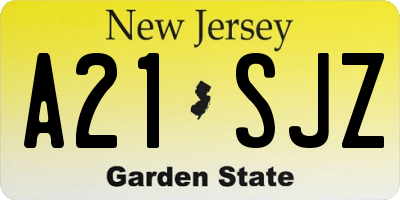 NJ license plate A21SJZ