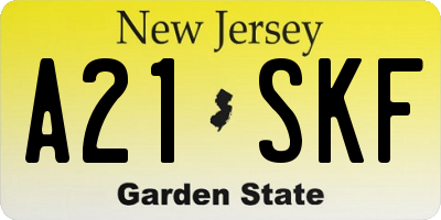 NJ license plate A21SKF