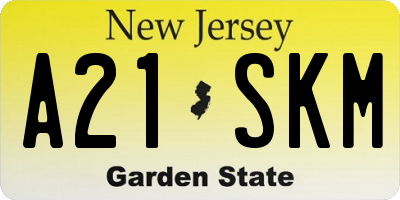 NJ license plate A21SKM