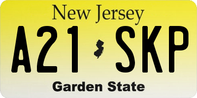 NJ license plate A21SKP