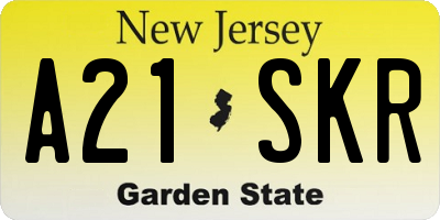 NJ license plate A21SKR