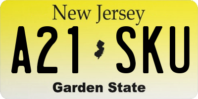 NJ license plate A21SKU