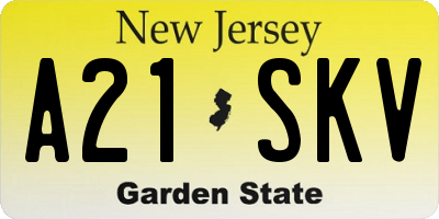 NJ license plate A21SKV