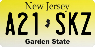 NJ license plate A21SKZ