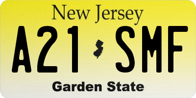 NJ license plate A21SMF