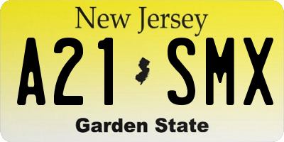 NJ license plate A21SMX