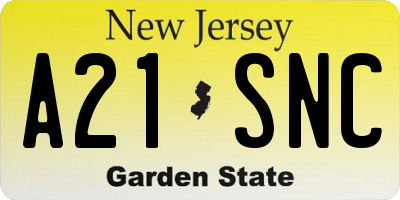 NJ license plate A21SNC