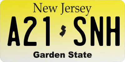 NJ license plate A21SNH