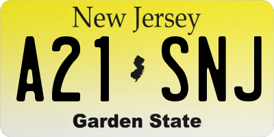 NJ license plate A21SNJ