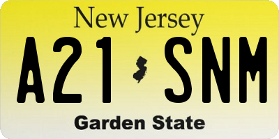 NJ license plate A21SNM
