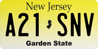 NJ license plate A21SNV