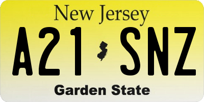 NJ license plate A21SNZ