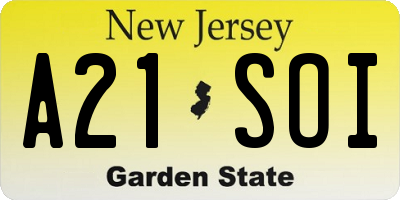NJ license plate A21SOI
