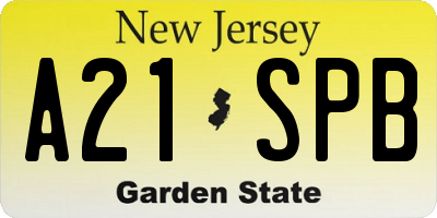 NJ license plate A21SPB