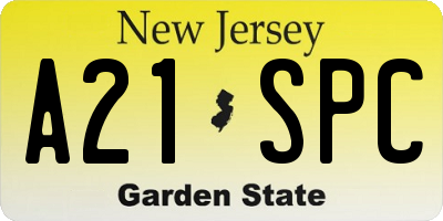 NJ license plate A21SPC