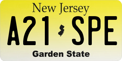 NJ license plate A21SPE