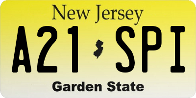 NJ license plate A21SPI