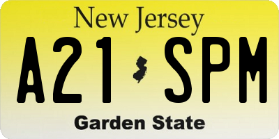 NJ license plate A21SPM