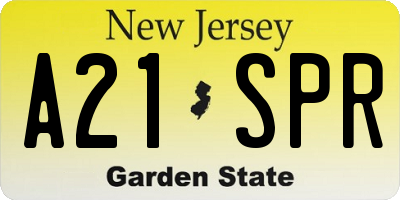 NJ license plate A21SPR