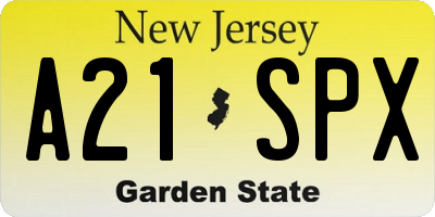 NJ license plate A21SPX