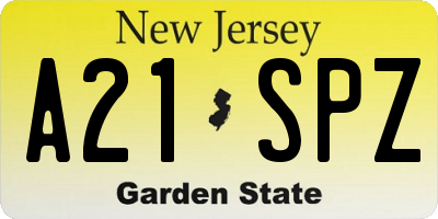 NJ license plate A21SPZ