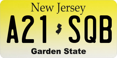 NJ license plate A21SQB