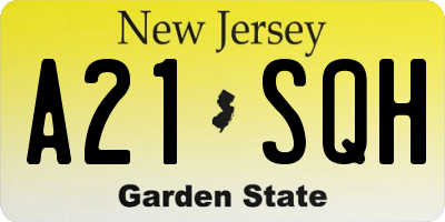 NJ license plate A21SQH