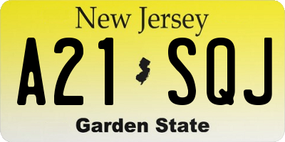 NJ license plate A21SQJ