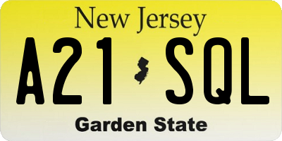 NJ license plate A21SQL
