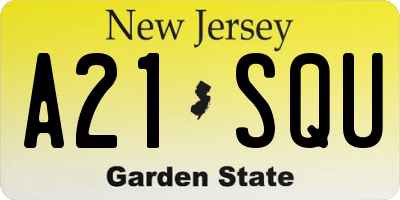 NJ license plate A21SQU