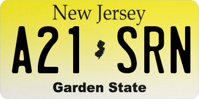 NJ license plate A21SRN