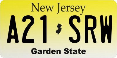 NJ license plate A21SRW