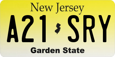 NJ license plate A21SRY