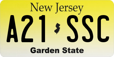 NJ license plate A21SSC