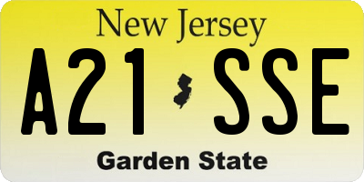 NJ license plate A21SSE