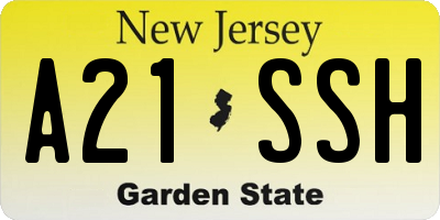 NJ license plate A21SSH