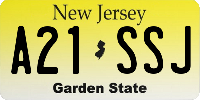 NJ license plate A21SSJ