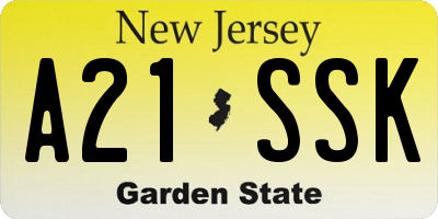 NJ license plate A21SSK