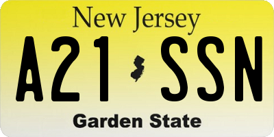 NJ license plate A21SSN