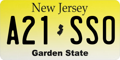 NJ license plate A21SSO