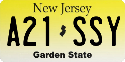 NJ license plate A21SSY