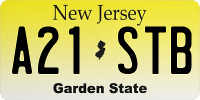 NJ license plate A21STB