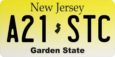 NJ license plate A21STC