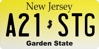 NJ license plate A21STG